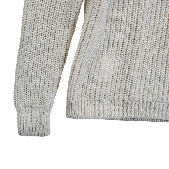 Kendall and Kylie Cream Chunky Cable Knit Mock Neck Sweater Cut Out Back Small - Picture 5 of 8